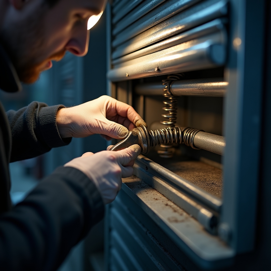Naprawa skrzynki roletowej - widok od wewnątrz mechanizmu
